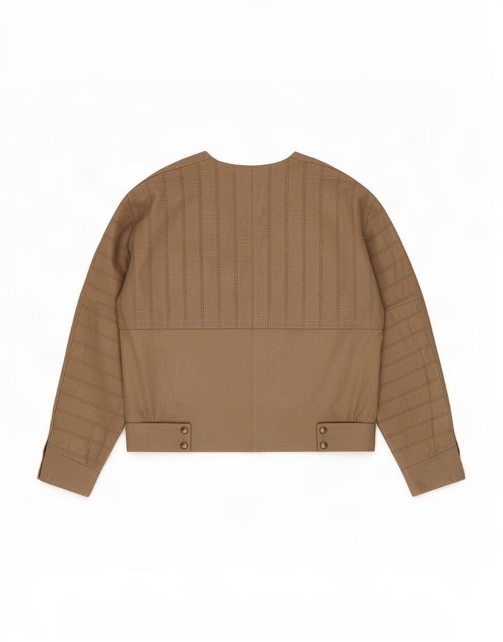 Giacca Scamosciata Donna Mabrun IT 44 Pelle Rigata Beige Medio