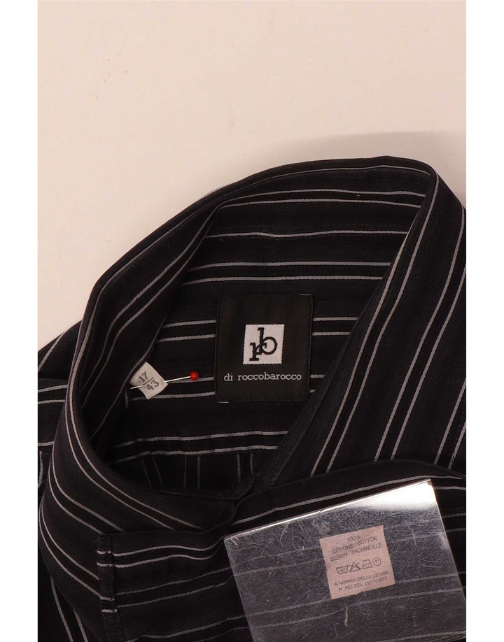 Camicia da uomo Roccobarocco taglia 43 17 XL cotone a righe grigie