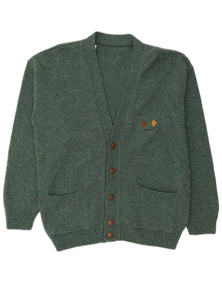 Maglione cardigan da uomo VINTAGE XL in lana verde