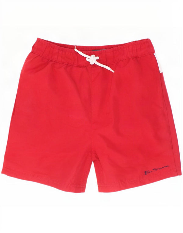 Pantaloncini da bagno grafici per ragazzi Ben Sherman 7-8 anni Rosso color block
