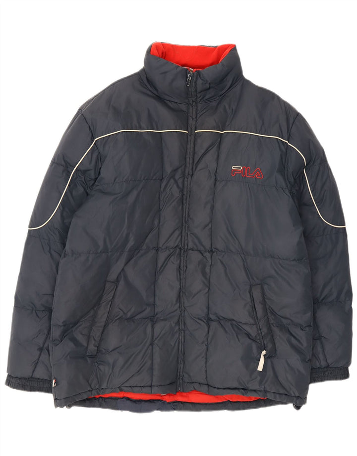 Giacca imbottita grafica da uomo Fila UK 38 nylon blu navy medio