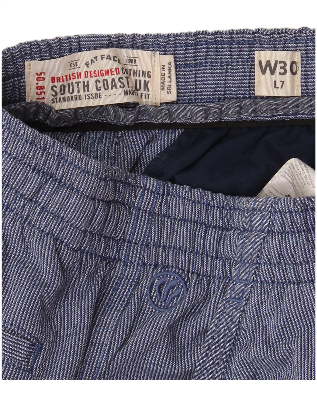 Pantaloncini chino da uomo FAT FACE W30 cotone gessato blu medio