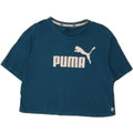 PUMA Womens Oversized Crop Graphic T-Shirt Top UK 10 Small  Blue Vintage Puma and Second-Hand Puma from Messina Hembry 