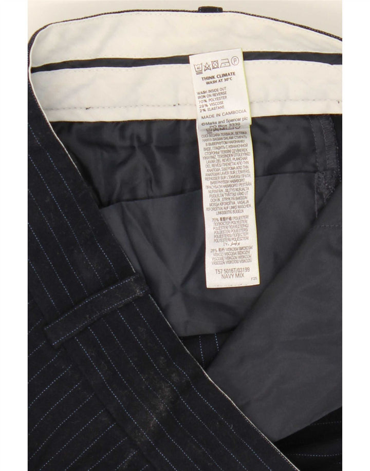 Pantaloni da abito da donna Marks & Spencer UK 12 Medium W32 L27 Blu Navy