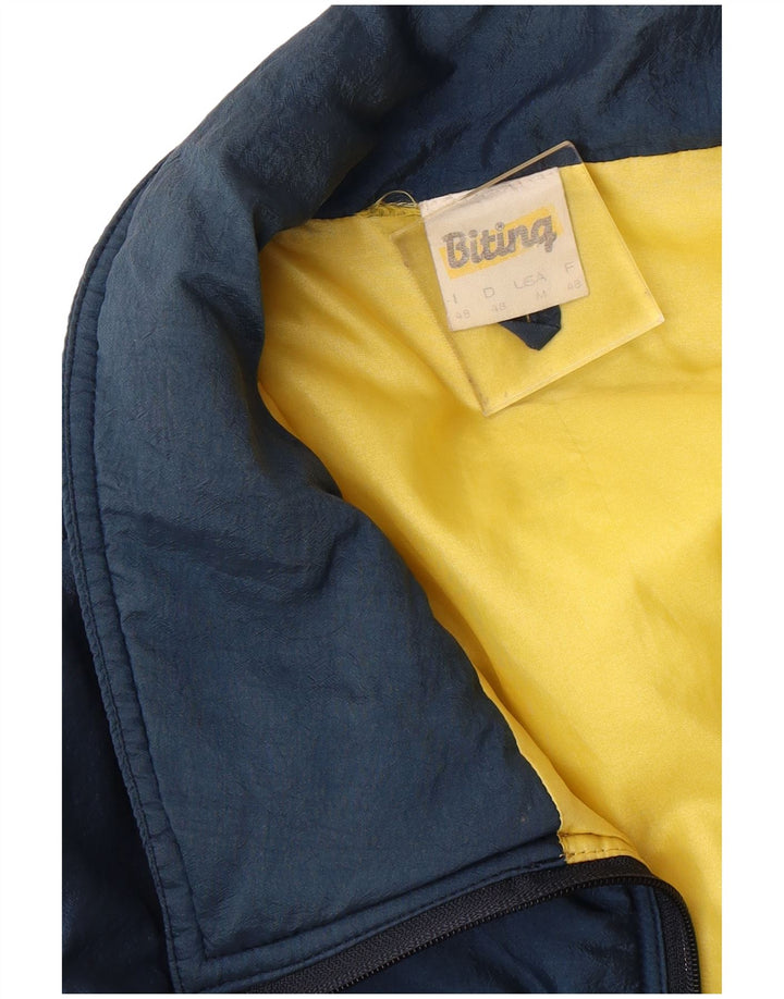 VINTAGE Mens Bomber Jacket UK 38 Medium Navy Blue Polyamide