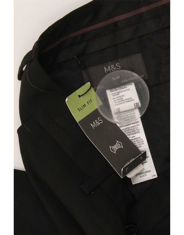 Pantaloni chino slim fit da uomo Marks & Spencer W32 L31 poliestere nero