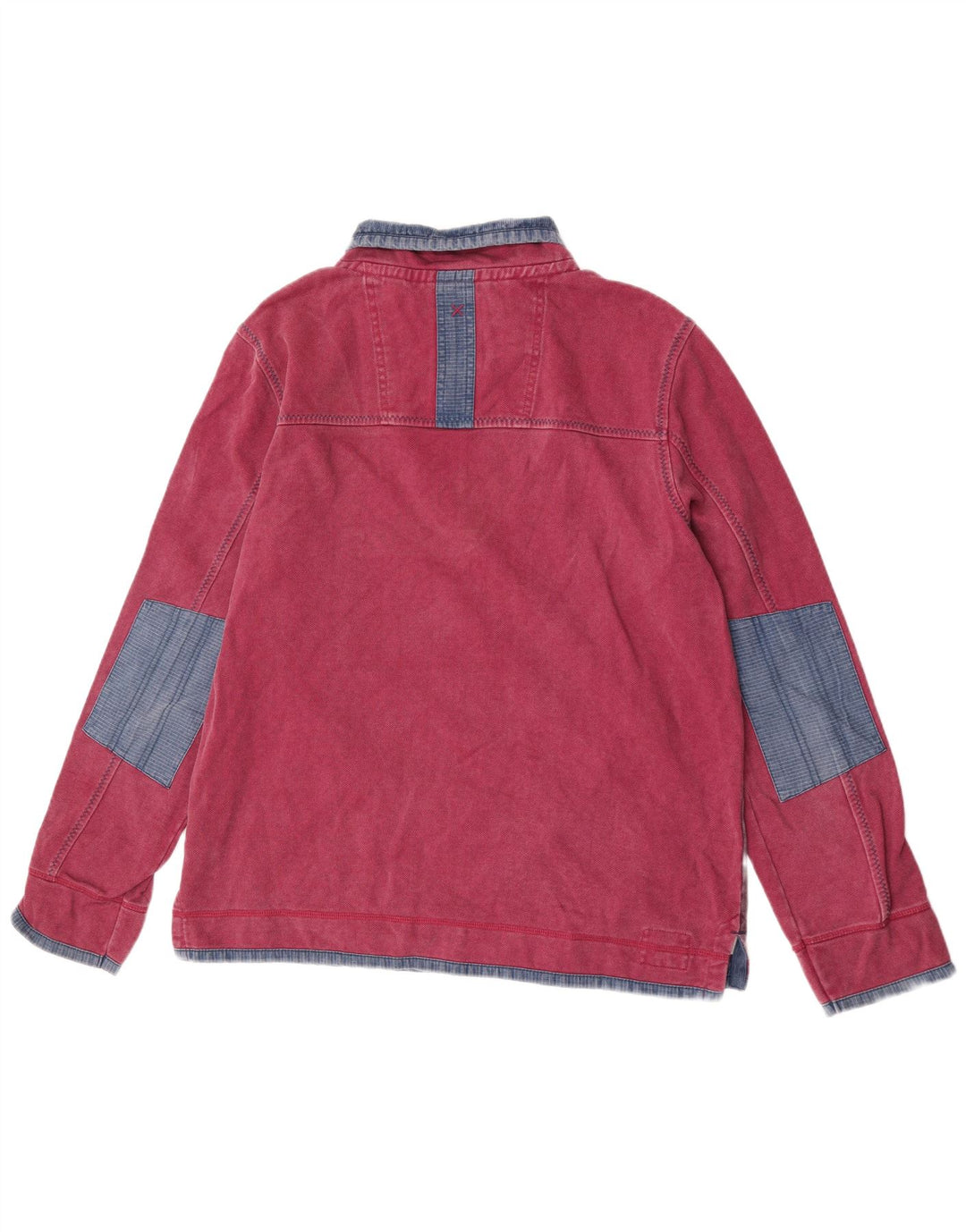 Felpa da uomo con collo con zip Fat Face, maglione grande, cotone color block bordeaux