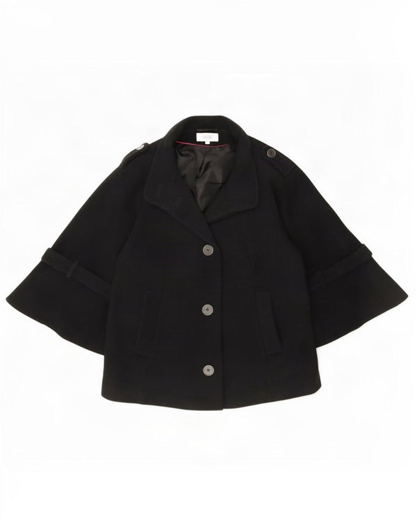 Marks & Spencer Womens 3/4 Sleeve Bomber Jacket UK 14 Large Black New Wool