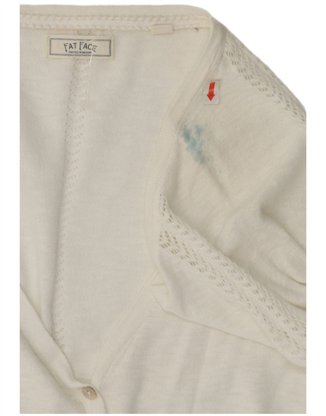 Maglione cardigan con maniche a 3/4 da donna Fat Face UK 16 Large Bianco
