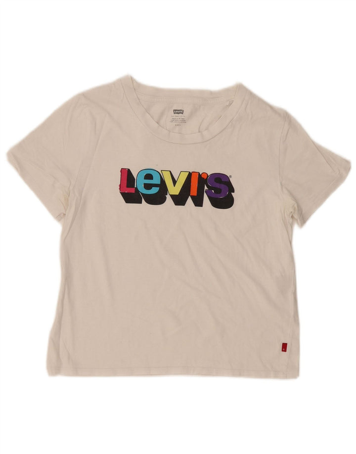 T-shirt grafica da donna Levi's Top UK 10 piccola bianca
