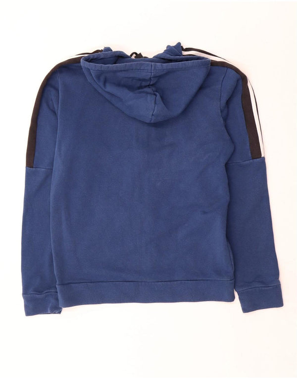 Maglione con cappuccio e zip da uomo Adidas piccolo in cotone color block blu