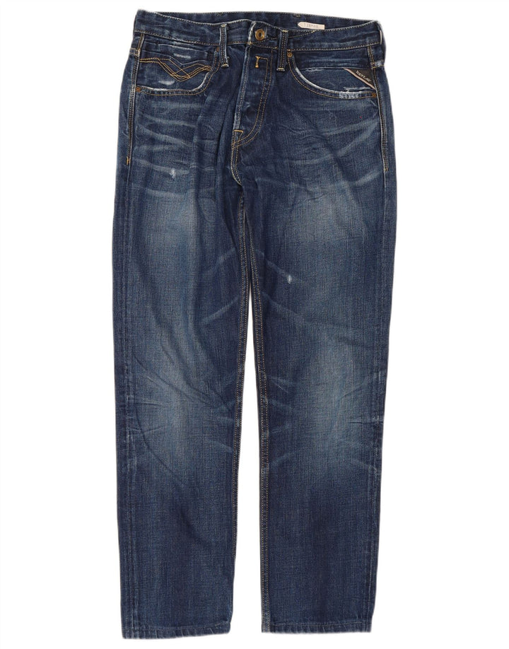 Replay Jeans Tirmar Distressed Slim da Uomo W30 L28 Cotone Blu