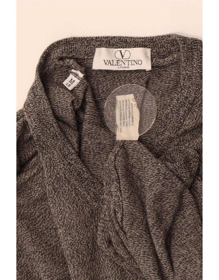 Maglione Valentino Uomo Scollo a V IT 48 Lana Merino Grigio Medio