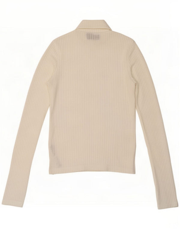 Topshop Top da donna manica lunga UK 8 Small Bianco Poliestere