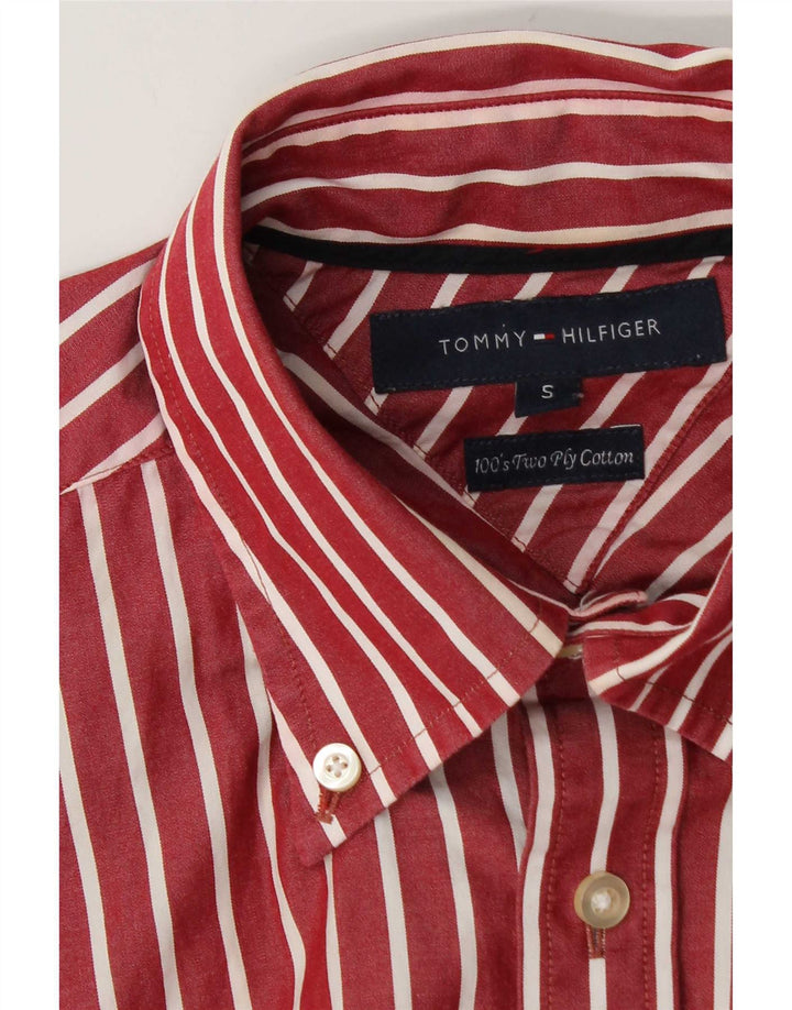 Camicia da uomo Tommy Hilfiger piccola in cotone a righe rosse