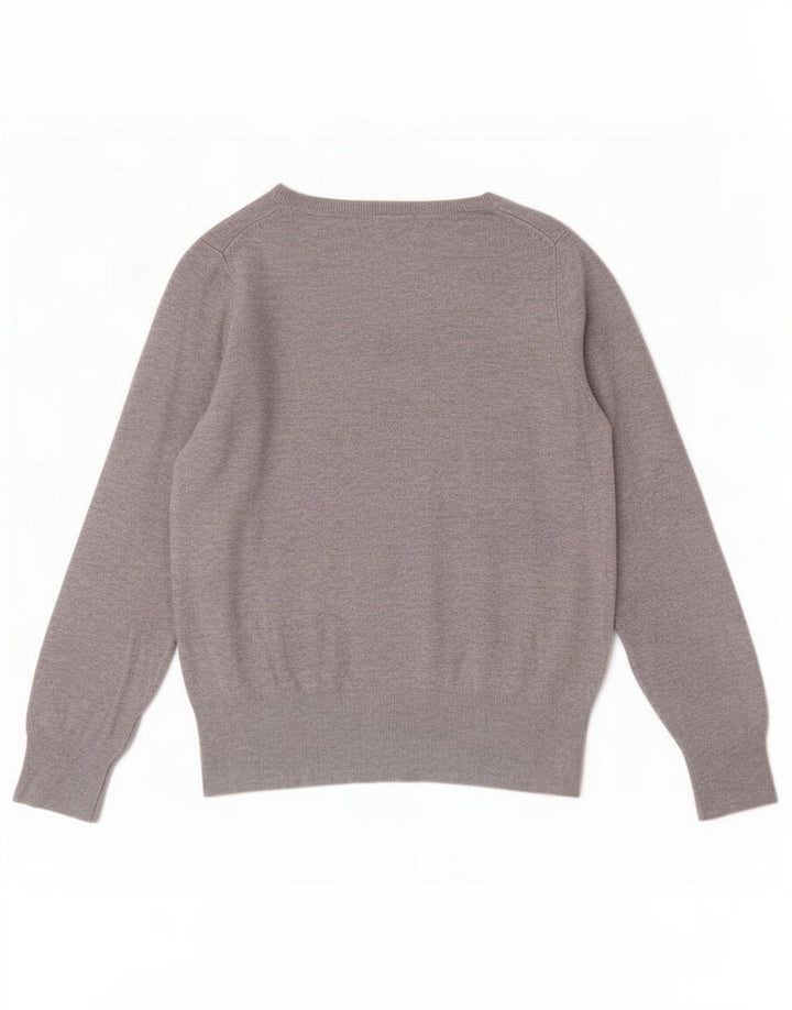 Maglione con scollo a V da donna Marks & Spencer UK 14 Viscosa grigio medio