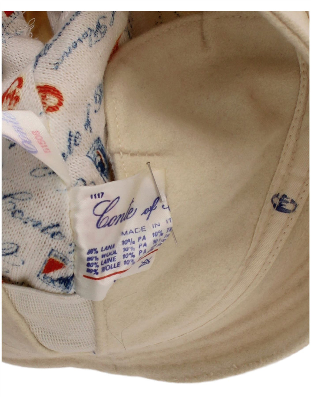Cappello da pescatore da uomo Conte of Florence grande in lana bianco sporco