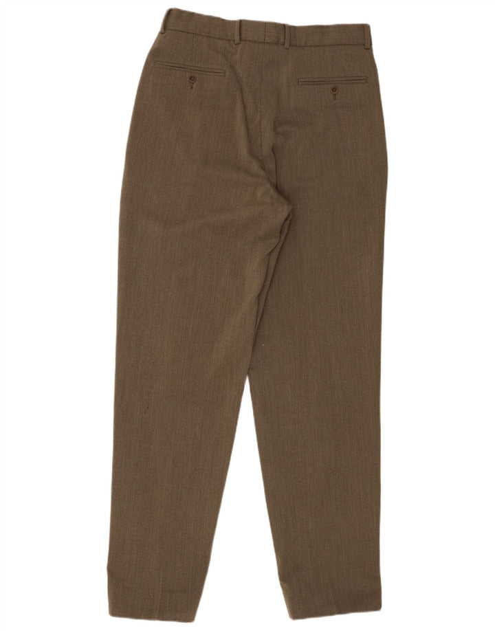 Pantaloni da abito con pegging da uomo Marks & Spencer W32 L33 Lana nuova kaki