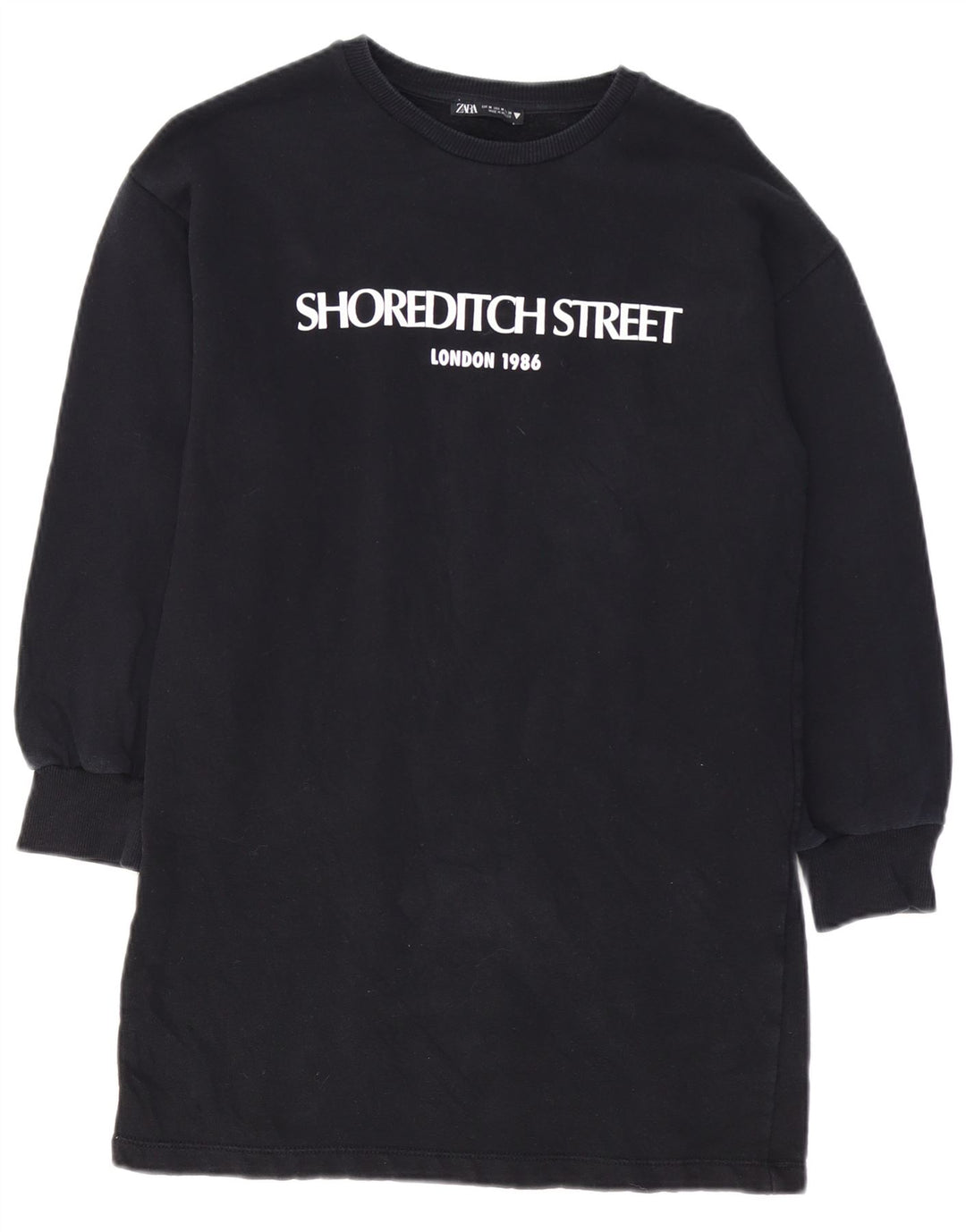 Abito maglione in felpa con grafica ZARA da donna UK 14 cotone nero medio