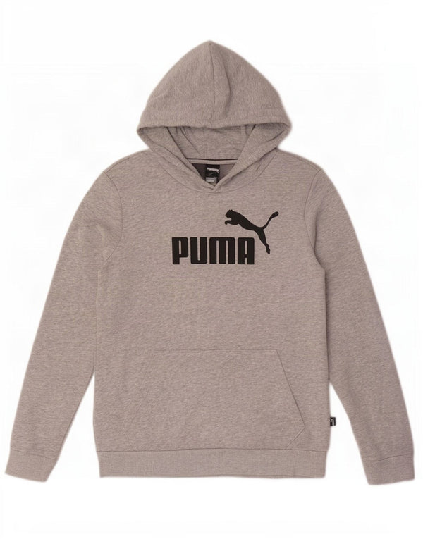Felpa con cappuccio grafica da donna Puma UK 14 Cotone chiazzato grigio medio