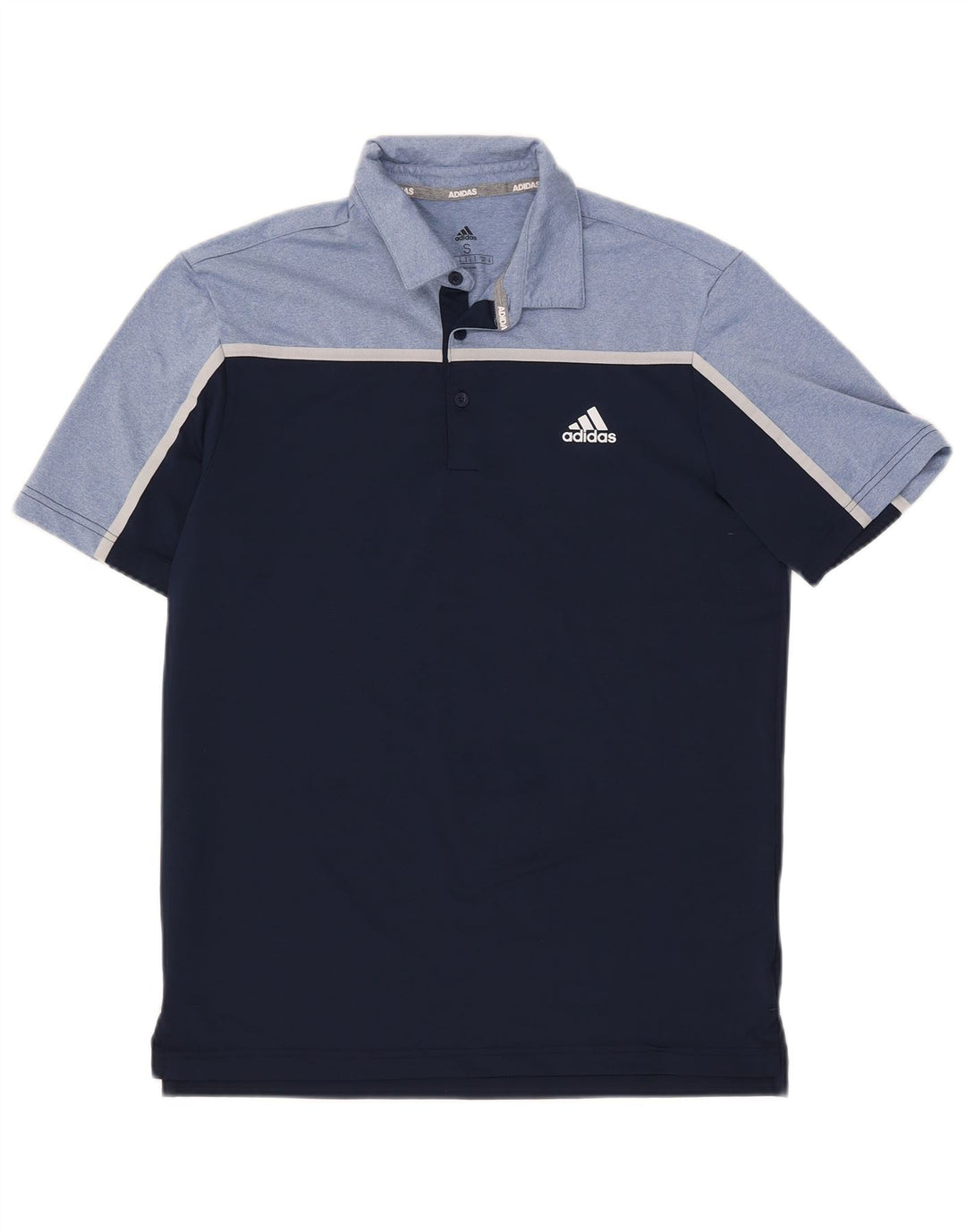 Polo Adidas da uomo piccola in poliestere color block blu navy