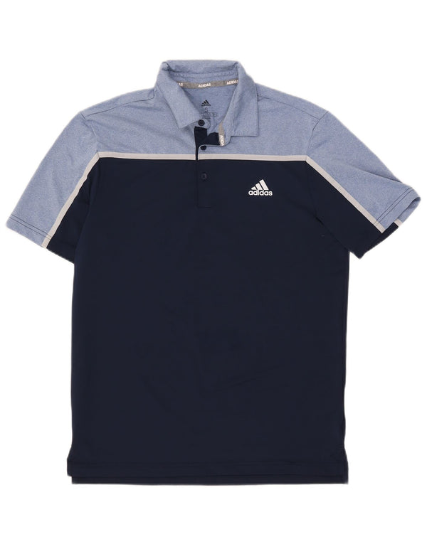 Polo Adidas da uomo piccola in poliestere color block blu navy