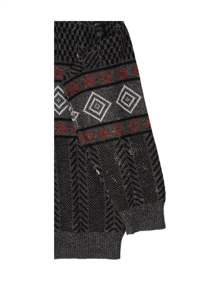 VINTAGE Mens Crew Neck Jumper Sweater Large Black Argyle/Diamond Acrylic Vintage Vintage and Second-Hand Vintage from Messina Hembry 