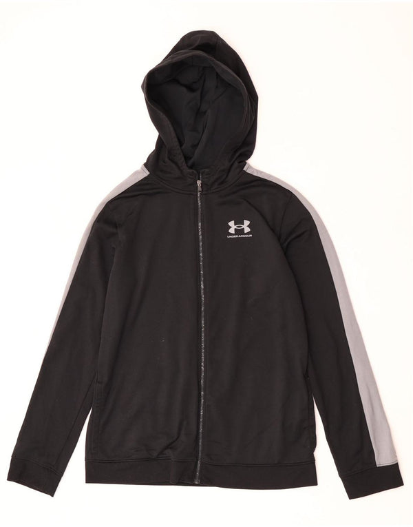 Felpa con cappuccio e zip per ragazzi Under Armour 13-14 anni XL blocco colore nero