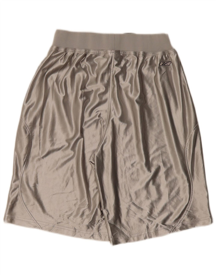 Pantaloncini sportivi grafici Reebok da uomo in poliestere grigio medio