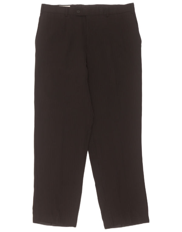 Angelo Litrico Pantaloni da Abito Dritti da Uomo IT 52 XL W38 L32 Gessato Nero