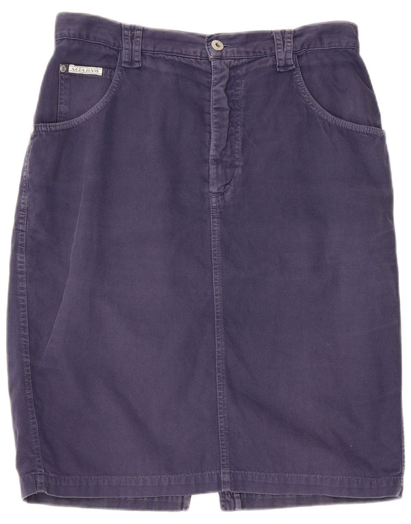 Gonna in denim da donna Krizia W33 grande in cotone blu navy