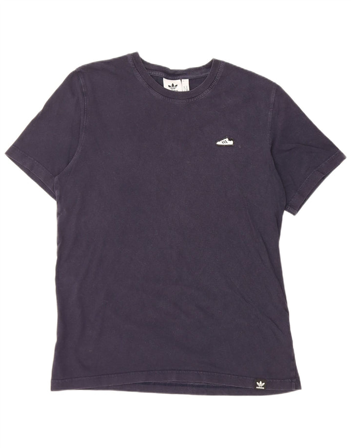 T-shirt da uomo Adidas Top media in cotone blu navy