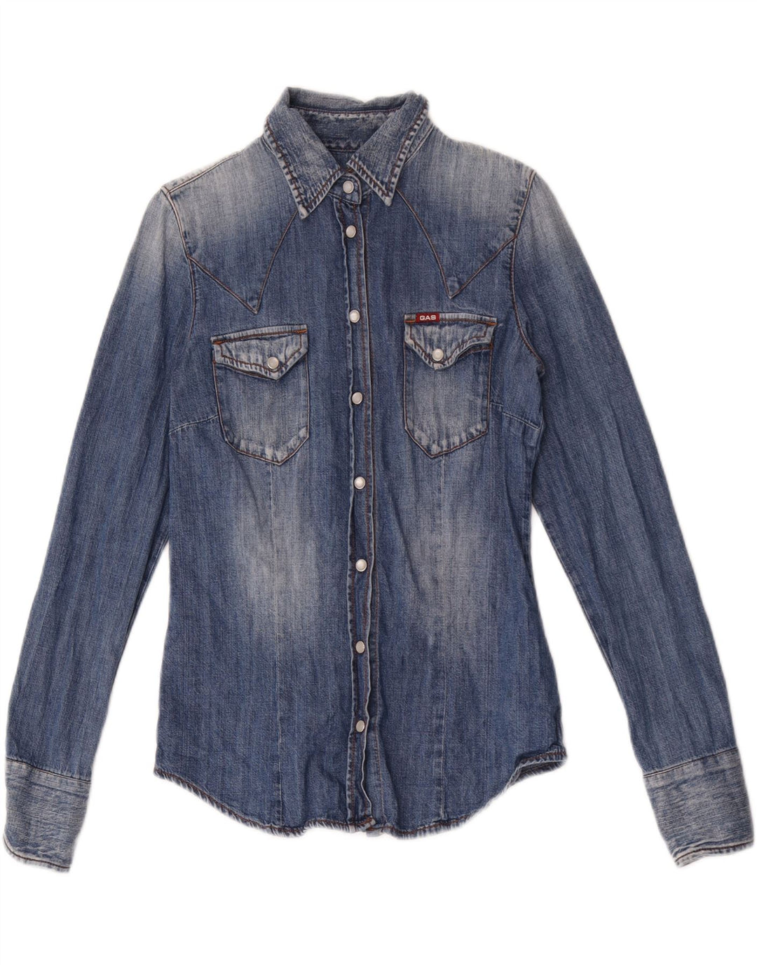 Camicia di jeans da donna Gas UK 12 Cotone blu medio