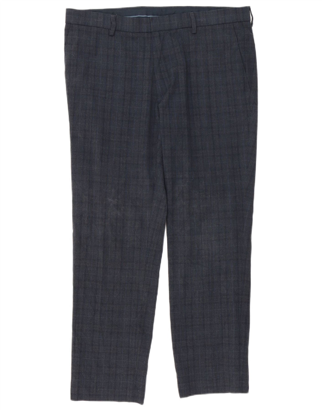 Pantaloni da abito slim fit Marks & Spencer da uomo W36 L29 blu navy a quadri