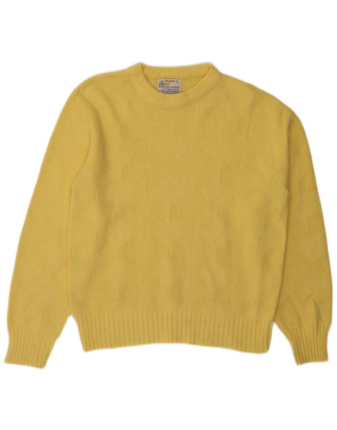Maglione maglione girocollo da donna LONDON FOG UK 16 grande acrilico giallo