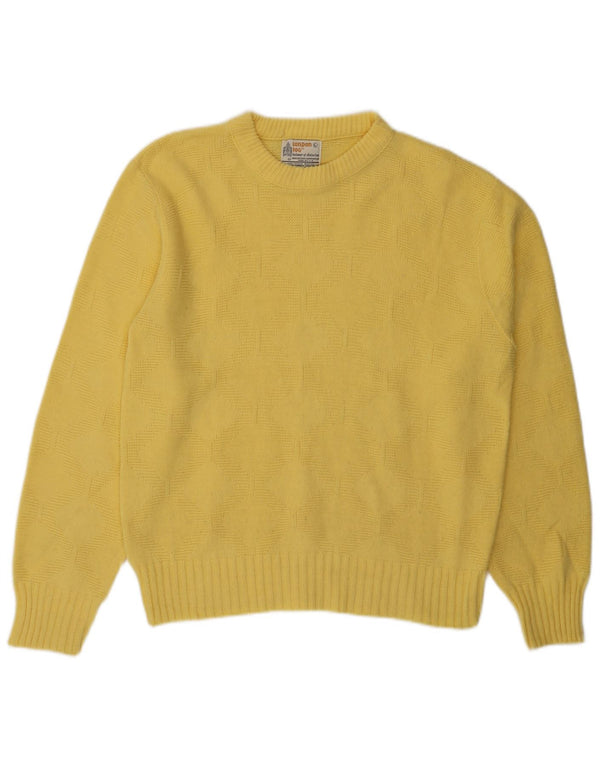 Maglione maglione girocollo da donna LONDON FOG UK 16 grande acrilico giallo