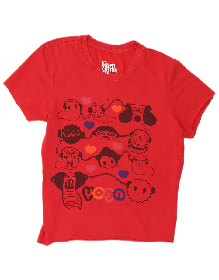 T-shirt grafica Nike Dri Fit da donna UK 12/14 rosso medio