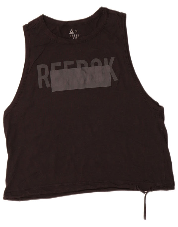 Canottiera grafica Reebok da donna UK 8/10 Small Nera