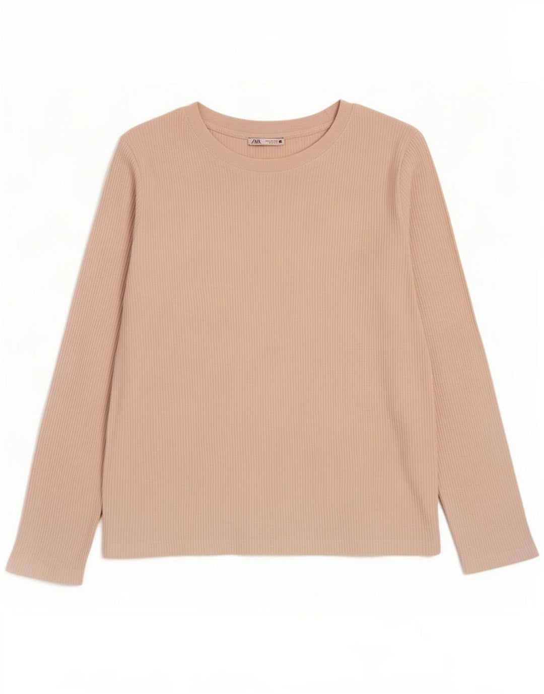Top Zara da uomo a maniche lunghe grande in poliestere beige