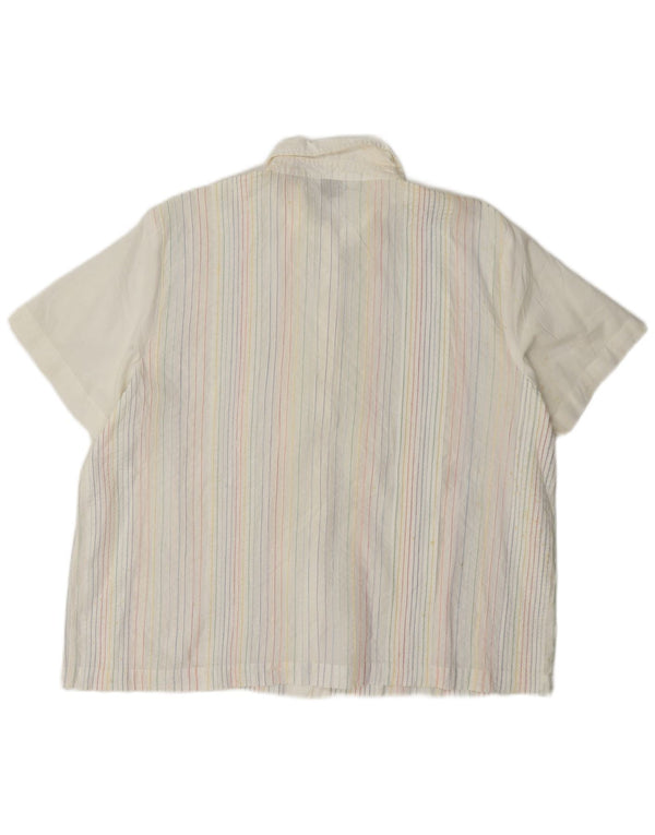 Camicia overshirt a maniche corte da donna Orvis UK 16 grande gessato bianco