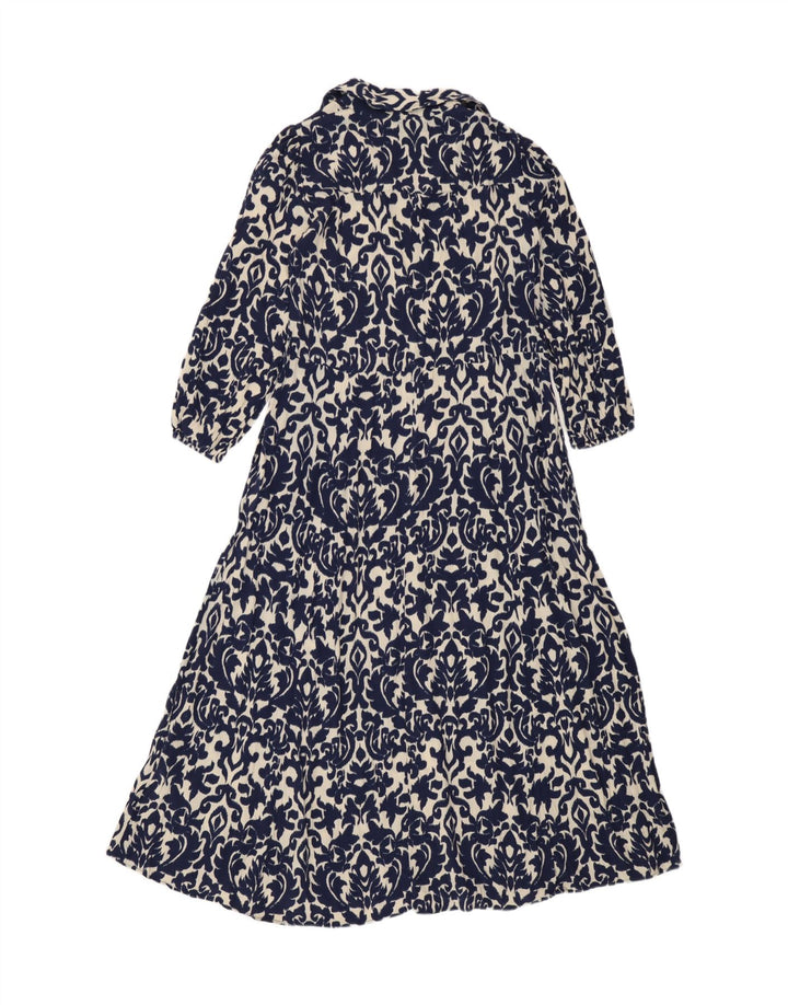 Vestito lungo da donna Zara UK 12 Viscosa Ikat blu medio