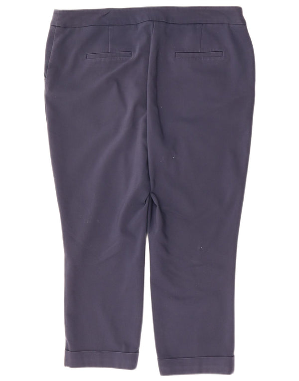 MONSOON Pantaloni capri da donna a vita alta UK 16 Large W36 L23 Blu navy