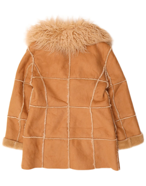 URBAN OUTFITTERS Cappotto Sherpa da donna UK 6 XS Poliestere beige