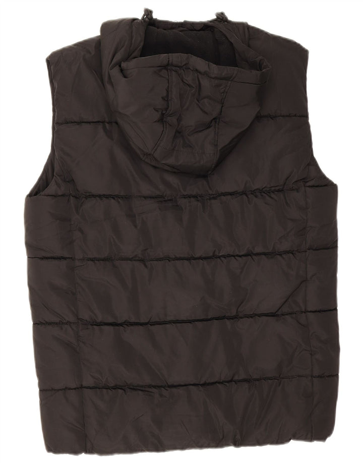 Gilet imbottito con cappuccio da uomo Superdry UK 36 piccolo poliestere nero
