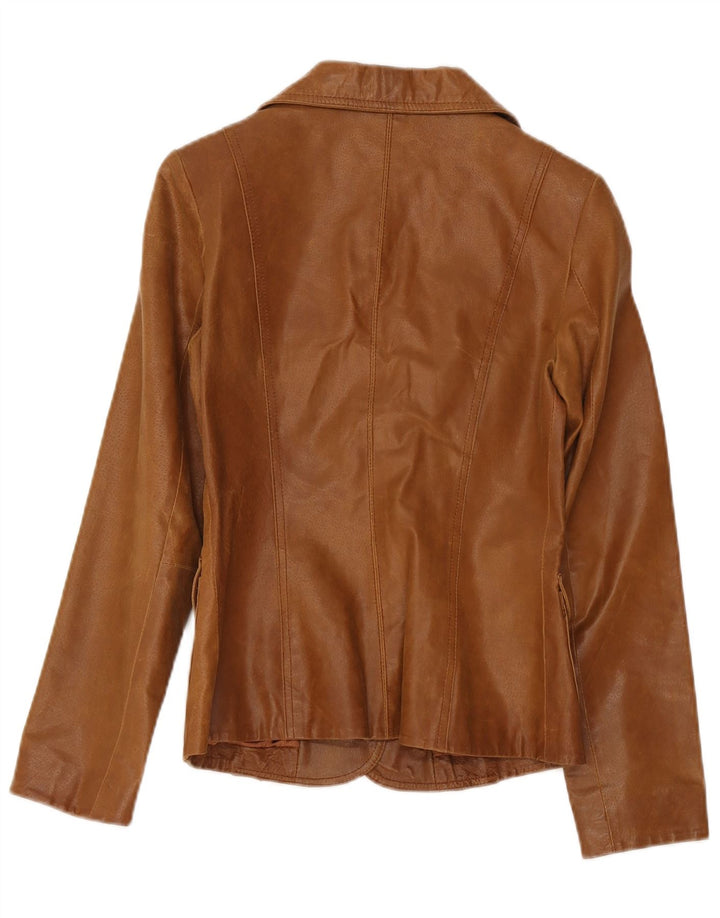 Giacca blazer in pelle da donna a 3 bottoni Bay UK 10 piccola marrone
