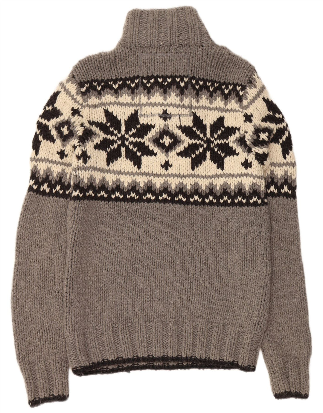 Maglione da uomo con collo abbottonato SUPERDRY, lana Fair Isle grigia grande