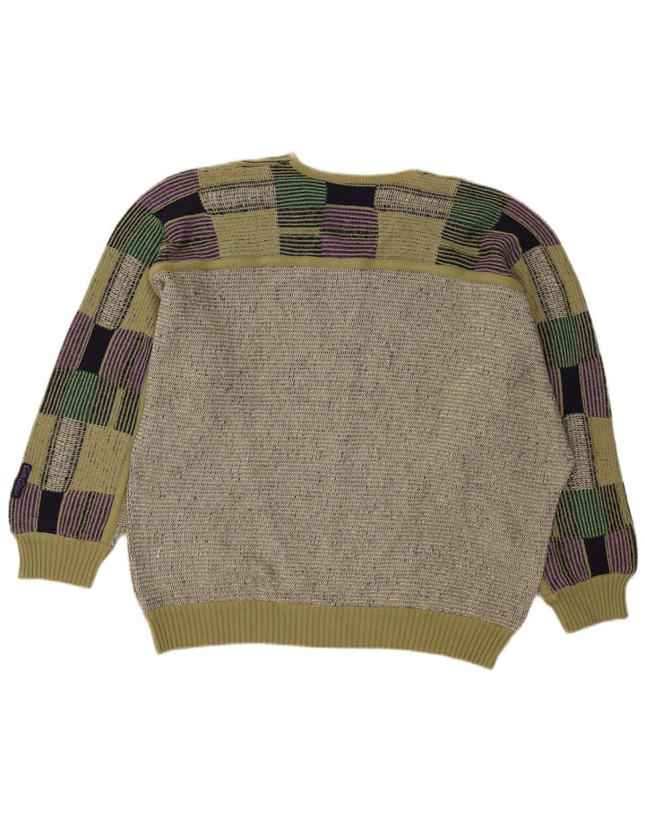 Carlo Colucci Maglione da uomo con scollo a V verde medio geometrico