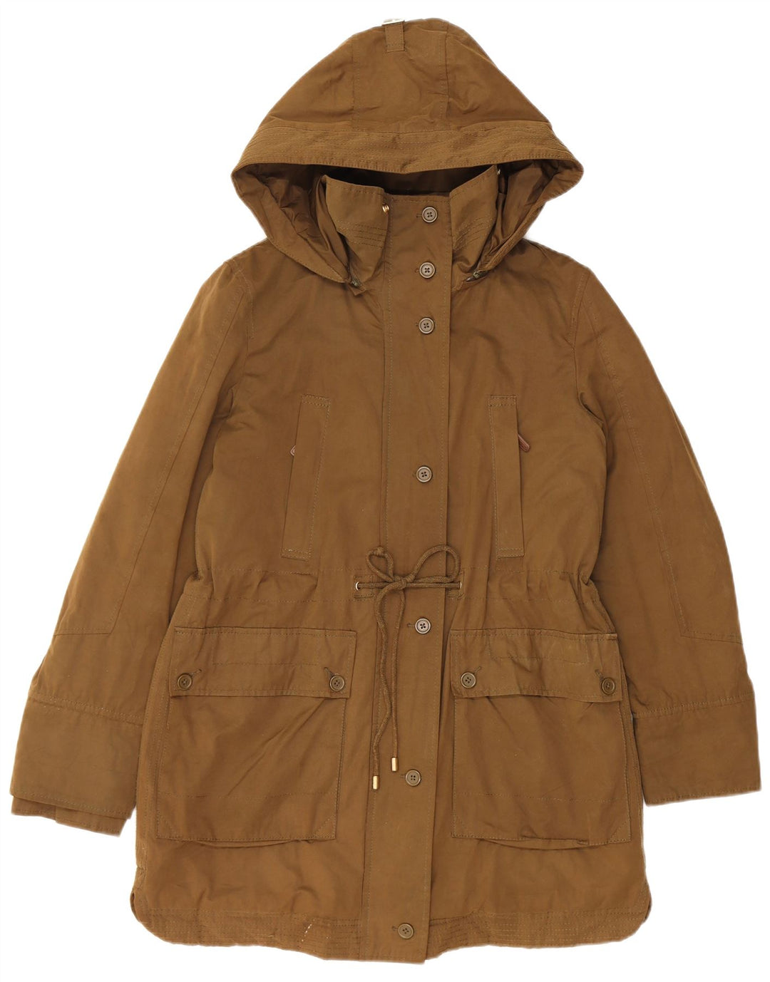 Giacca Parka con cappuccio da donna Zara UK 14 cotone a quadri kaki medio