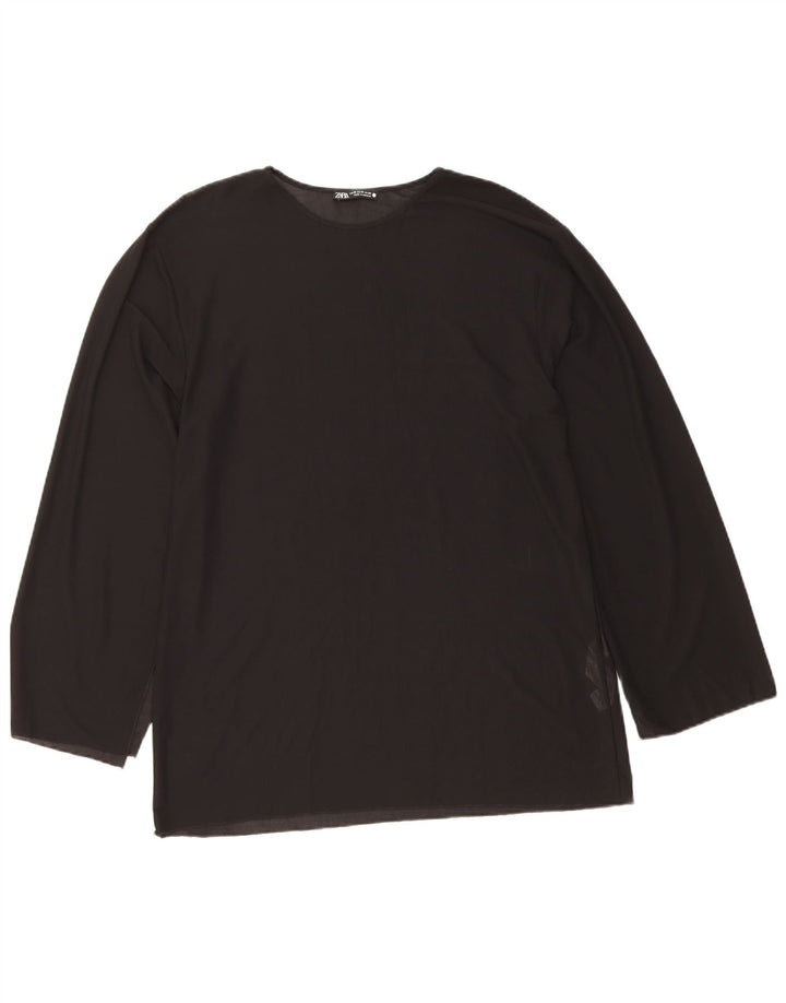 Top Zara da donna a maniche lunghe UK 14 poliestere nero medio