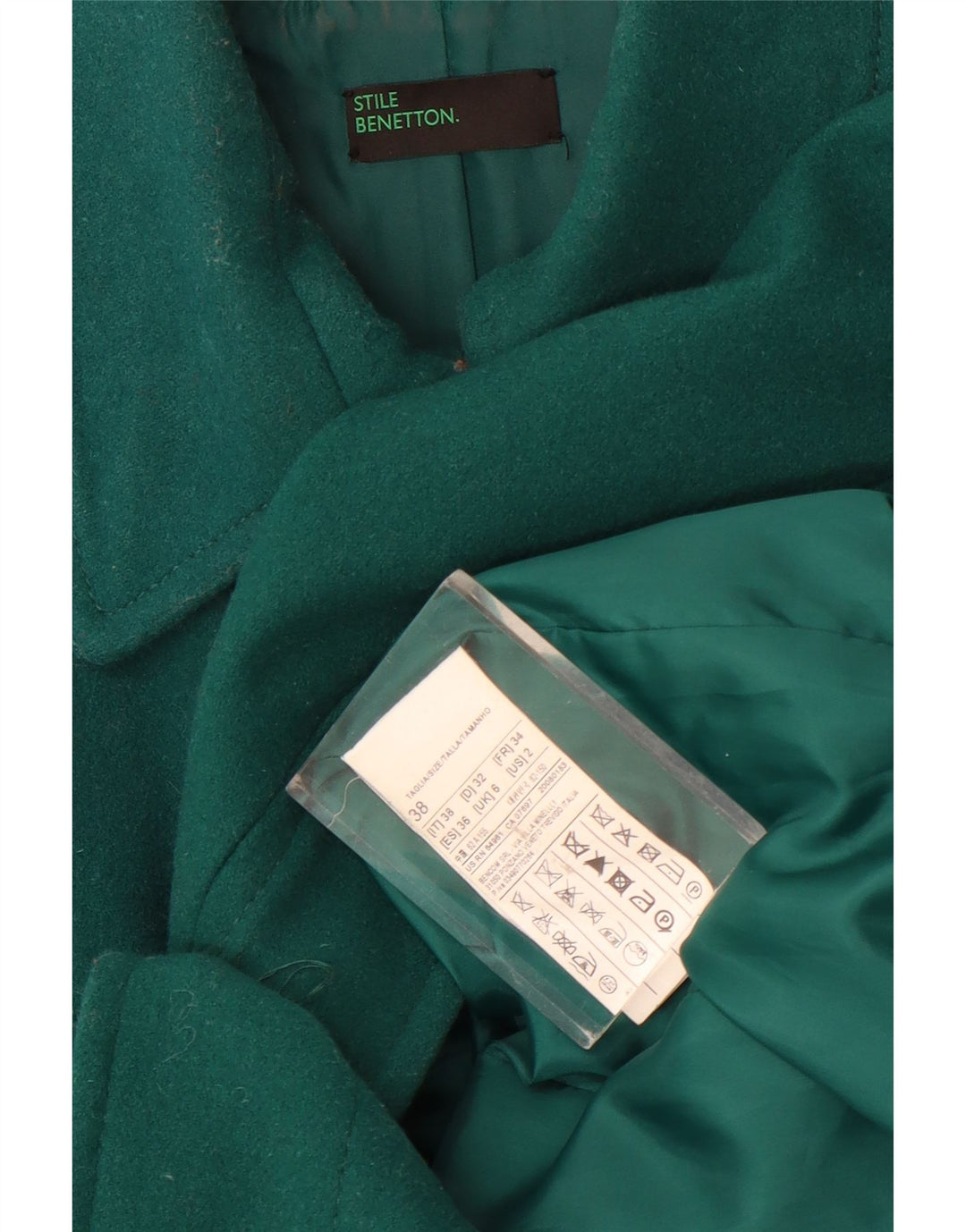 Cappotto da donna Benetton UK 6 XS verde lana
